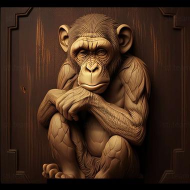 3D model Mickey chimpanzee famous animal (STL)